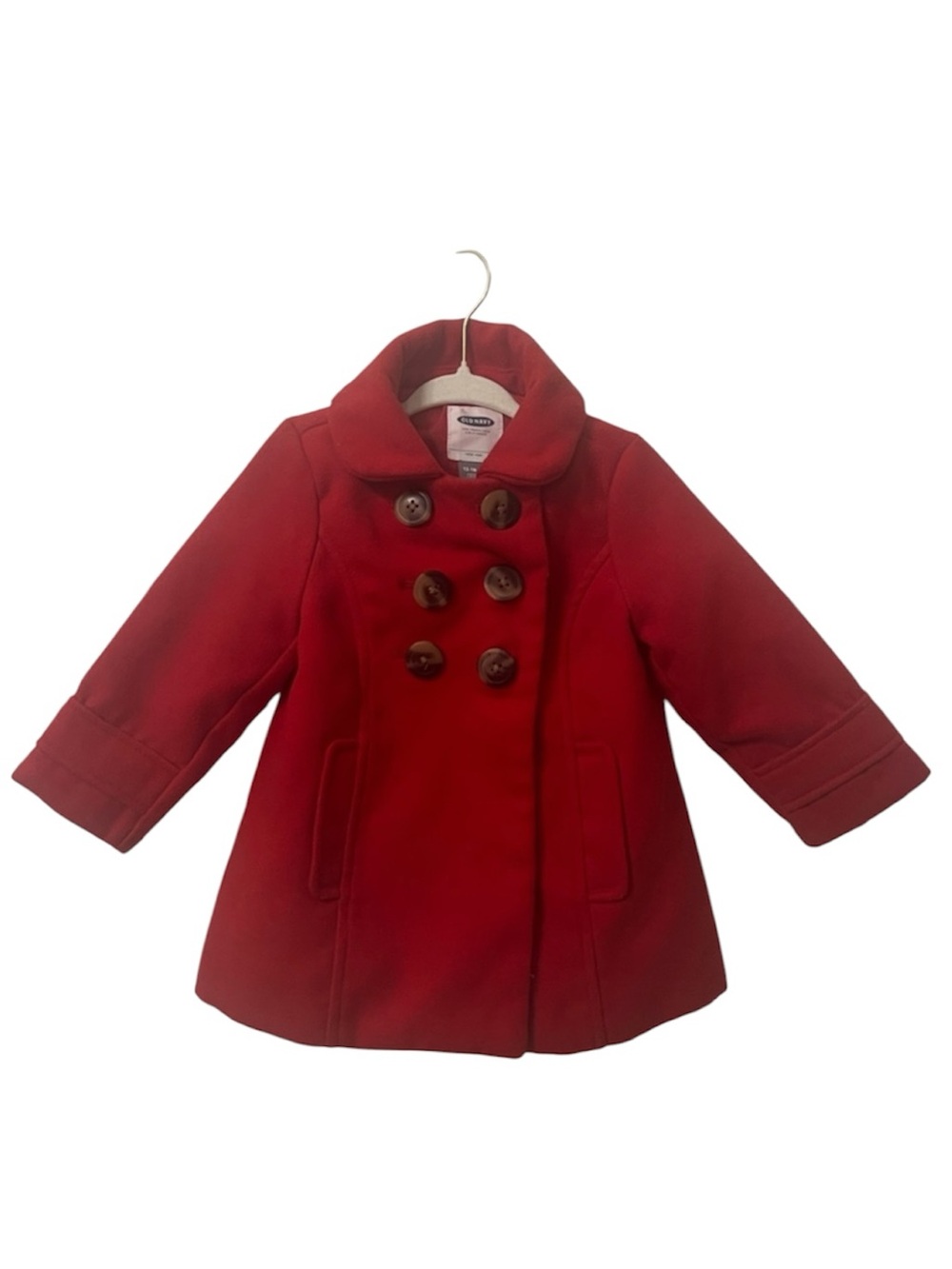 Old Navy Red Toddler Double-Breasted Peacoat 12-18M